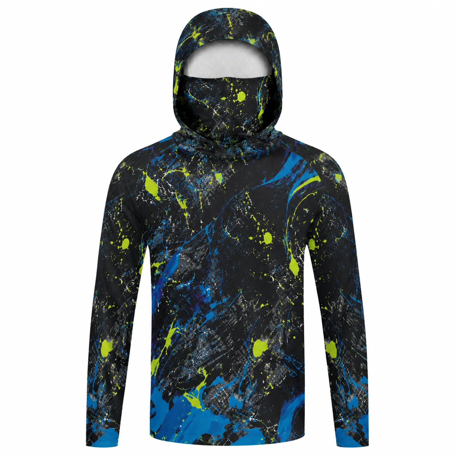 Fishing Shirt Uv Protection - قميص صيد رجالي بغطاء للرأس، بأكمام
